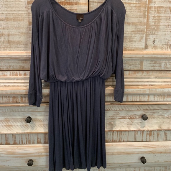 Lush Grey Dress With 3/4 Sleeves - Picture 1 of 3